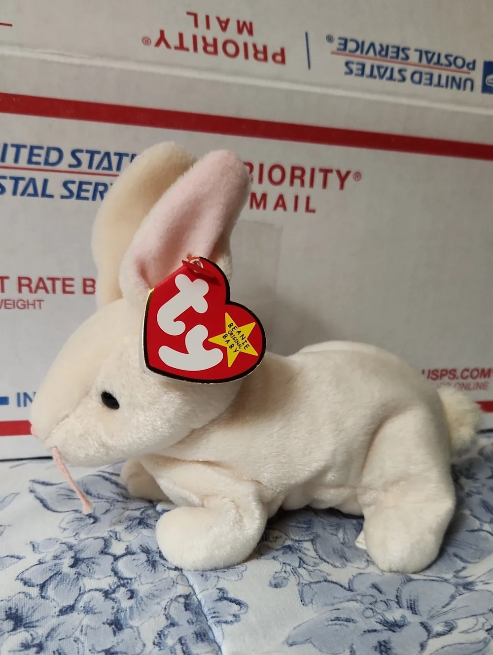 NWT NIBBLER Cream/Pink vintage Beanie Baby 1998, rabbit